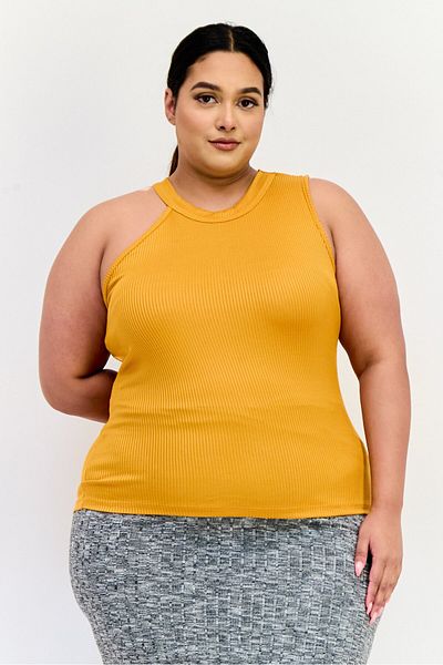 DeFacto Women Round Neck Sleeveless Solid Tank Top, Orange