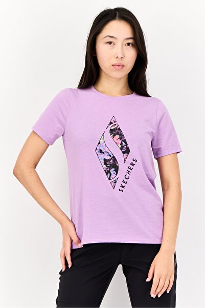 SKECHERS Women Sportswear Fit Short Sleeves Outdoor T-Shirt, Lilac