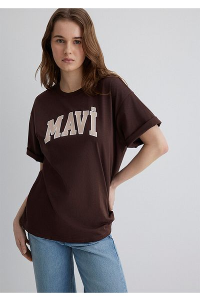 Mavi Καφέ μπλουζάκι με λογότυπο Oversize / Φαρδιά κοπή 1600843 -88062