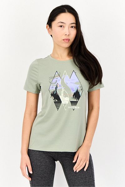 SKECHERS Women Sportswear Fit Short Sleeves Outdoor T-Shirt, Green