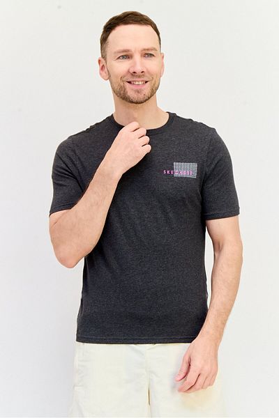 SKECHERS Men Sportswear Fit Short Sleeve Outdoor T-shirt, Dark Grey