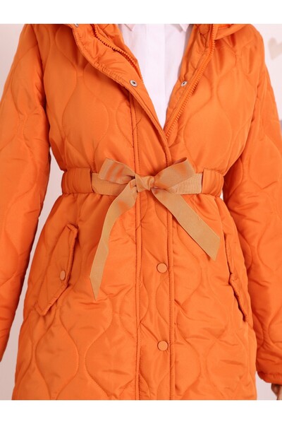 HİJABAYA Quilted Coat with Tunnel Lace Pockets and Snap Fasteners