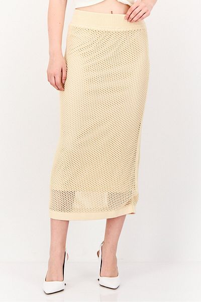 Esprit Women Knitted Midi Skirts, Beige