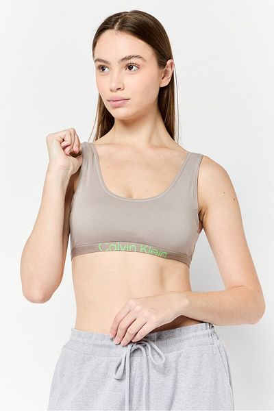 Calvin Klein Women Brand Logo Padded Sports Bra, Grey