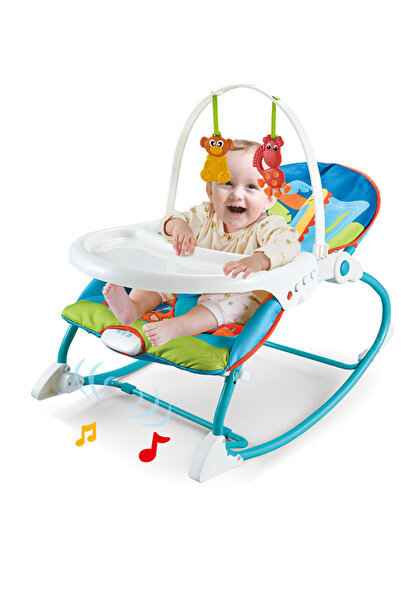 KidLe 2 في 1 كرسي هزاز للأطفال مع موسيقى وطاولة طعام