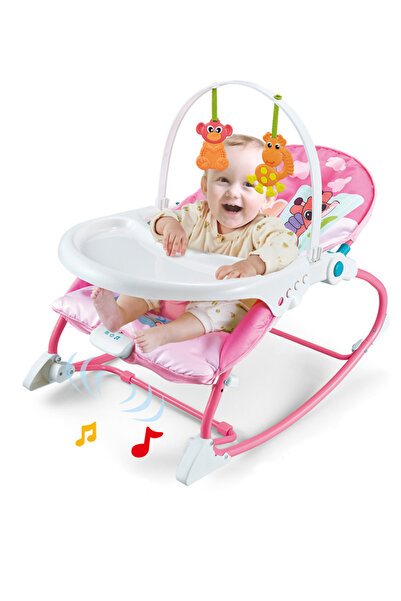 KidLe 2 في 1 كرسي هزاز للأطفال مع موسيقى وطاولة طعام