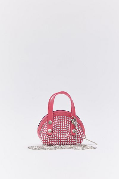 Shanta Fuchsia D12 Stone Mini Size Chain Single Compartment Faux Leather Women's Wallet B:7 E:10 W:6
