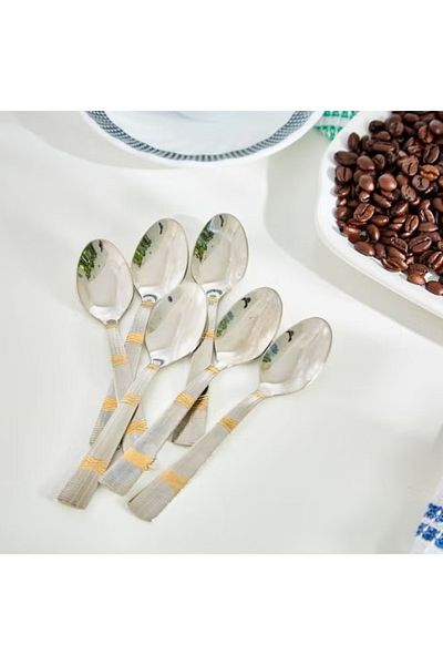 rexa 6-Piece Casa Mocha Spoon Set Silver/Gold