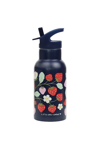 A Little Lovely Company Children's Stainless Steel Water Bottle, Strawberries, A Little Lovely Company, 350 ml, 6 months+