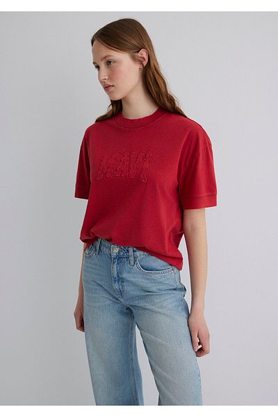 Mavi Printed Red Women's T-Shirt M1613224-70464