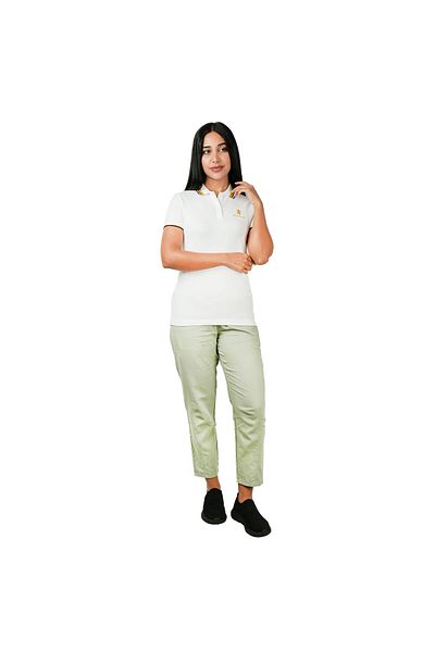 Giordano Women's Classic Cotton Pique Polo - Slim Fit, Embroidered Detail
