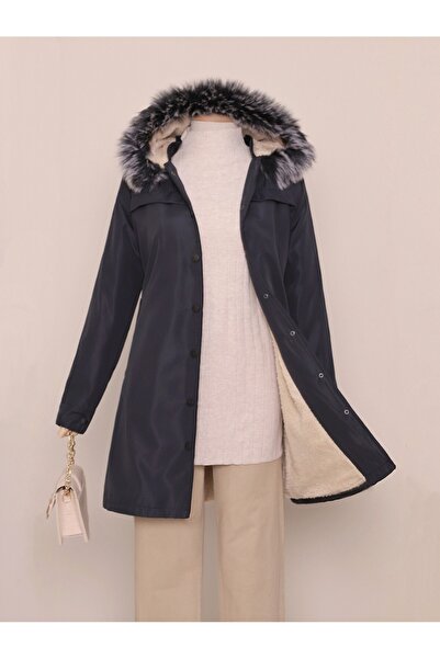 HİJABAYA Κυκλοφορημένο κοντό παλτό με κουκούλα με τσέπες