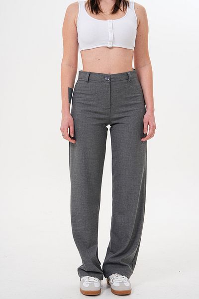 H&A İSTANBUL Women's High Waist Wide Leg Fabric Trousers