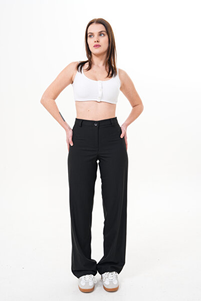 H&A İSTANBUL dámské látkové kalhoty s vysokým pasem a širokými nohavicemi