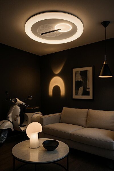 Vera Lighting Plafonyer Tavana Yapışık 3 Renk Led Avize Kumandalı