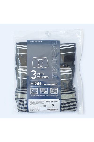 Giordano Men's Cotton Spandex Jersey 3-Pack Trunks