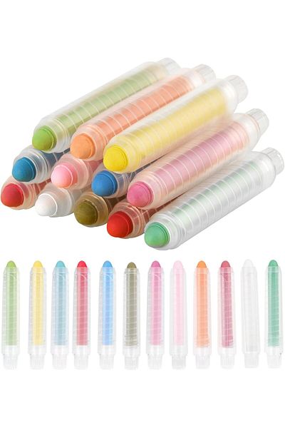 fulina 24 Pcs Washable Chalk,set in 12 Colors,Non-toxic,for Blackboard Drawing Writing HomeSchool Classroom