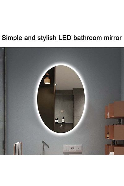 Taimi Set of 2 Oval Bathroom Mirrors with LED Touch Side Lights Wall Mounted in 3 Colors 90 x 70 cm