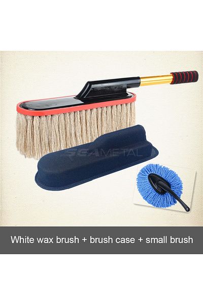 SEAMETAL Beige Set Microfiber Car Duster Suit Adjustable Telescopic Car Cleaning Dusts Mop Bristles