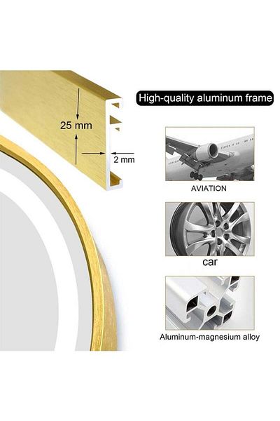 Taimi Set of 2 Oval Mirrors with Gold Aluminum Frame and 3-Color Touch Lighting for Bathroom 120 x 60 cm