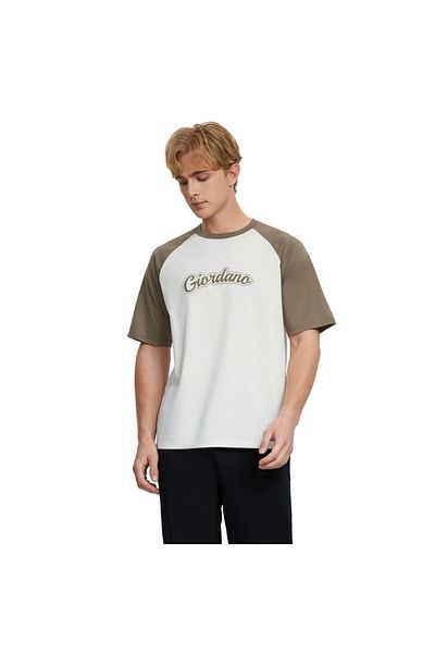 Giordano Men's Cotton Blend Raglan Sleeve Print Tee