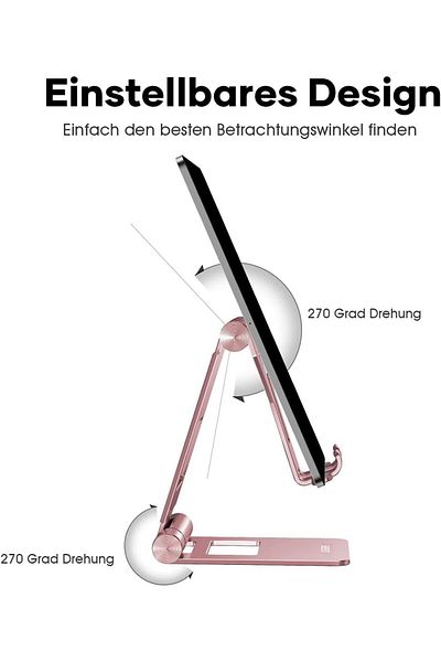 Licheers Adjustable Phone/tablet Holder, Aluminum Alloy, Rose Gold, 4-13 Inches
