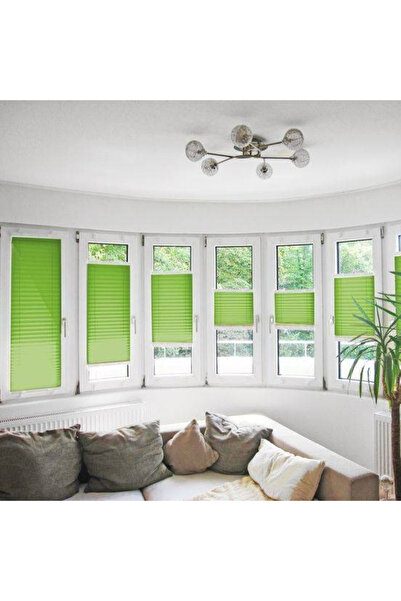 Entextile YEŞİL Plise Katlanır Cam Balkon Perdesi - Ofis Perdesi - Ev Perdesi - Salon Perdesi