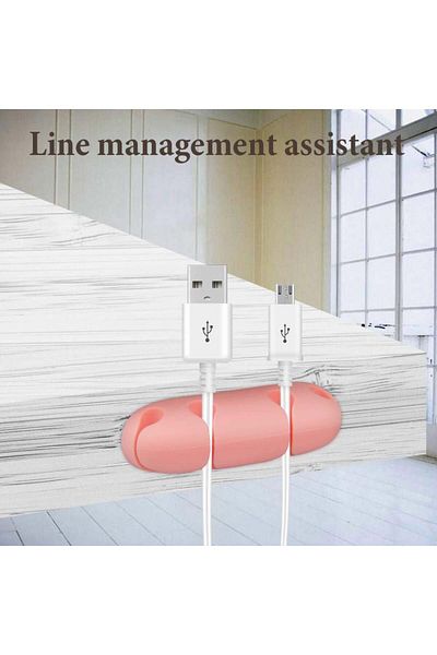 GHJK Set Of 2 Cable Organizers, Silicone, Pink, 6.3 X 2 Cm