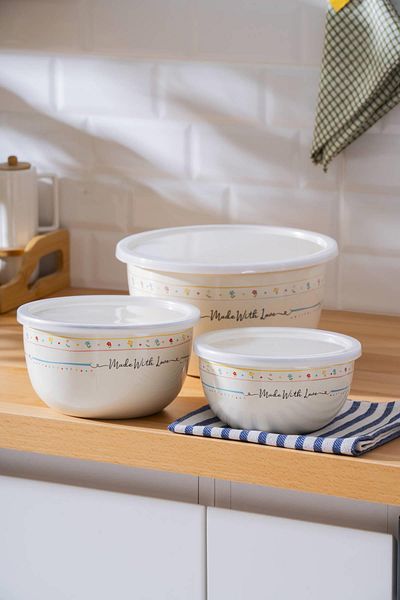ACAR Made with Love Enamel 3-Piece Storage and Mixing Container