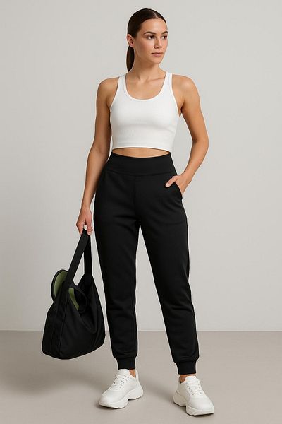 Grenj Fashion Pantaloni de sport sport tricotați, cu picior elastic, din țesătură submersibilă