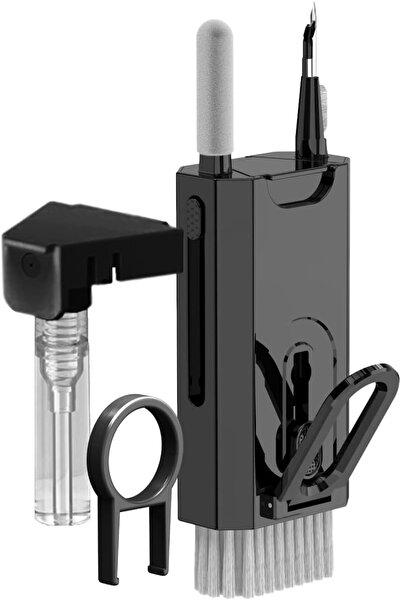 BLOOOK Kit de curățare 8 în 1 pentru tastatură/căști, plastic/burete, negru/gri, 9 x 3 x 5 cm