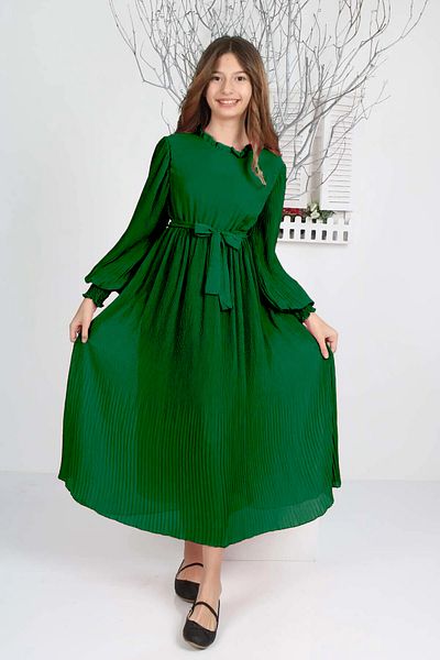 Asortik Kids Girl's Long Length Pleated Chiffon Dress