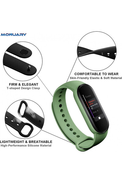 Monuary Set de 2 brățări pentru Xiaomi Mi Band 5/6/7 și Amazfit Band 5, Monuary, silicon, verde/portocaliu