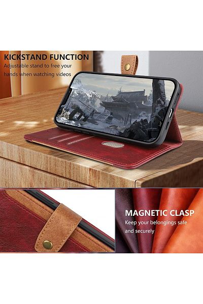 Gimane Case Set With 2 Screen Protectors And 2 Cameras For Iphone 14 Pro Max, Pu Leather