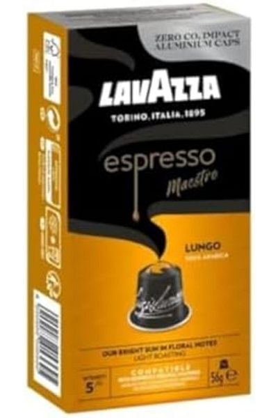 LavAzza Espresso Lavazza Lungo Light Roast 100% Arabica Aluminum Capsules (Pack of 10)