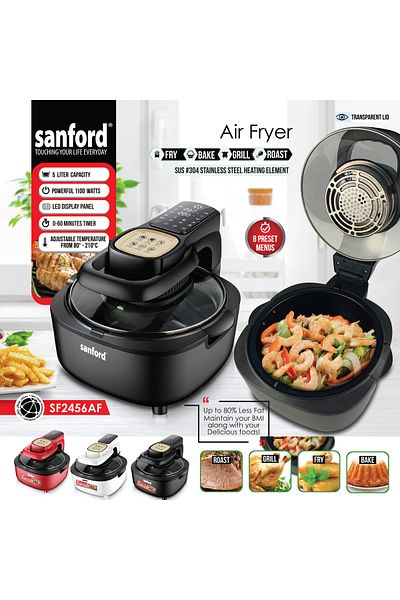 Sanford Sanford 5L Digital Air Fryer for Healthy Cooking, White