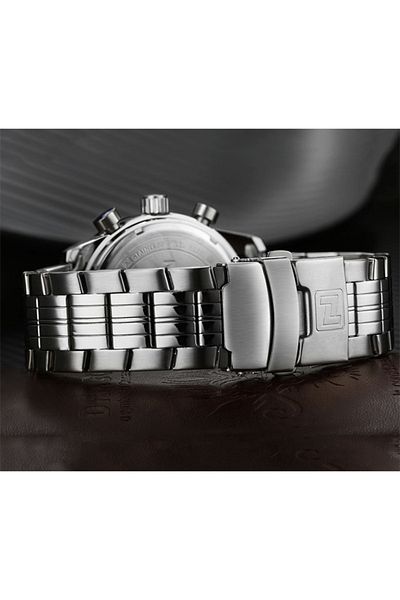 Naviforce 9024 Men Analog-digital Stainless Steel Strap Watch - Silver
