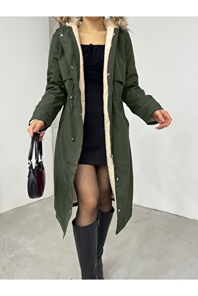 HİJABAYA Μακρύ μαντήλι με κουκούλα με επένδυση από βελούδο μέσα και κορδόνια στο κάτω μέρος