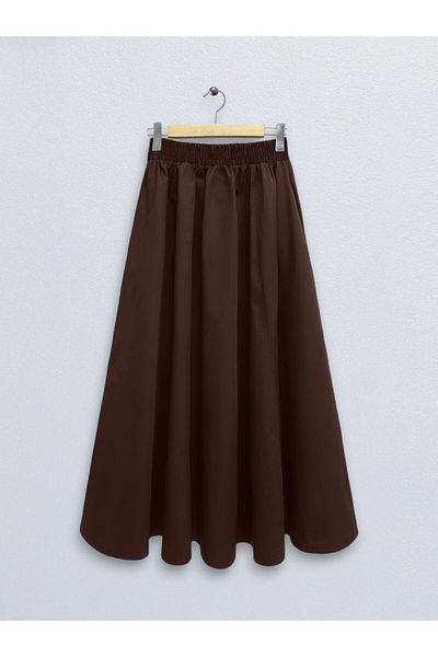HİJABAYA Elastic Waist Double Pocket Poplin Flared Skirt