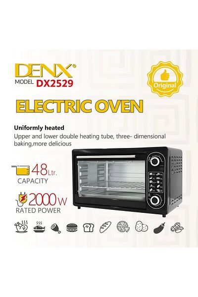 Denx فرن كهربائي Dx2529 سعة 48 لتر، 2000 واط