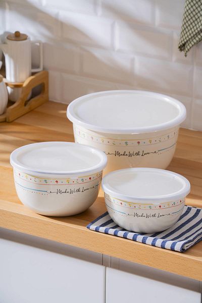 ACAR Made with Love Enamel 3-Piece Storage and Mixing Container