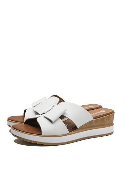 Remonte Wedge Sandals Remonte with Decorative Bow, White, Natural Leather
