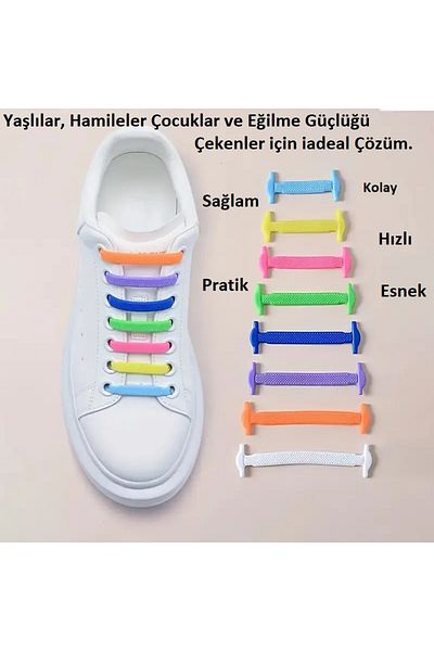 borandtm 16 Piece Set Laceless Silicone Shoe Laces
