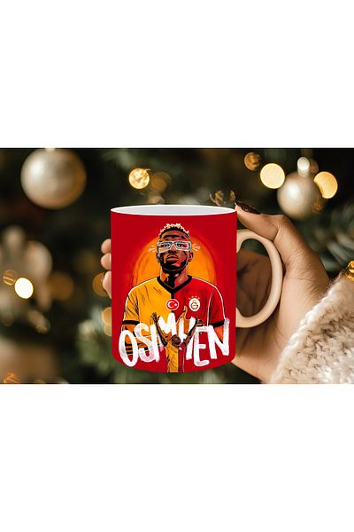 Evion Fan Themed Porcelain Mug Yellow-Red / Black-White / Yellow-Navy Blue Colored Fan Mugs