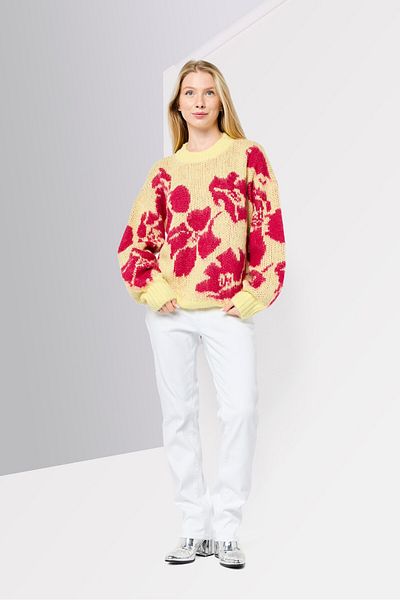 Scotch & Soda Women Crew Neck Crochet Sweater, Multicolor