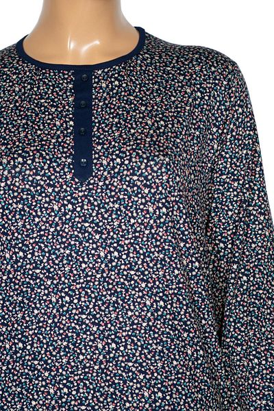 Pıtırcık Cimariva Women's Vera Large Size O Neck Cotton Combed Navy Blue Blouse