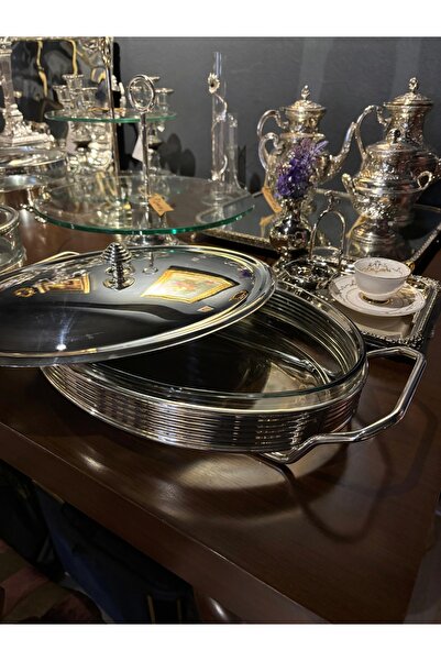 Ayşegül Yıldırım Old New ALBA Gümüş Kaplama Kulplu Kapaklı Cam Sunumluk