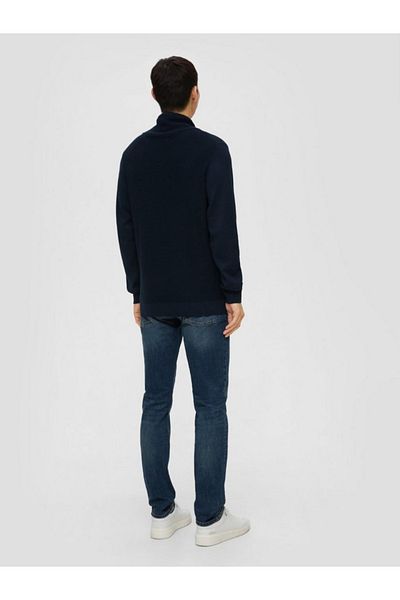 s.Oliver Men's Knitted Sweater With Jersey Sleeves And High Collar