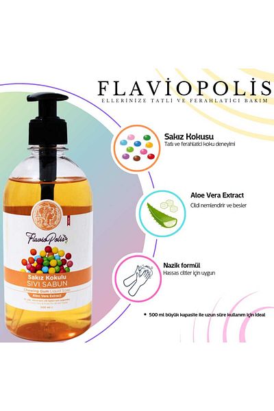 FLAVİOPOLİS 500ml Gum Scented Liquid Soap