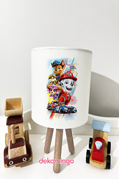 dekomingo أباجور أبيض اللون لغرفة الأطفال والرضع بتصميم باو باترول